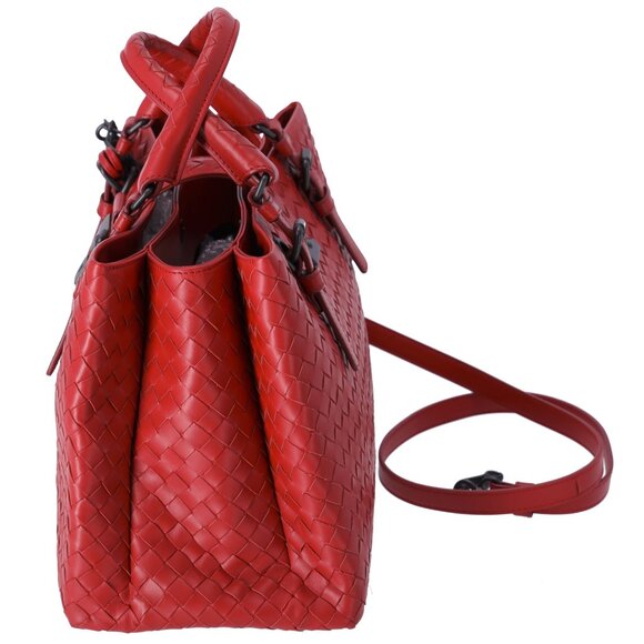 BOTTEGA VENETA Small Rome Bag Handbag Red Leather - Picture 3 of 10